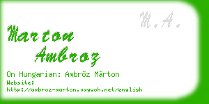 marton ambroz business card